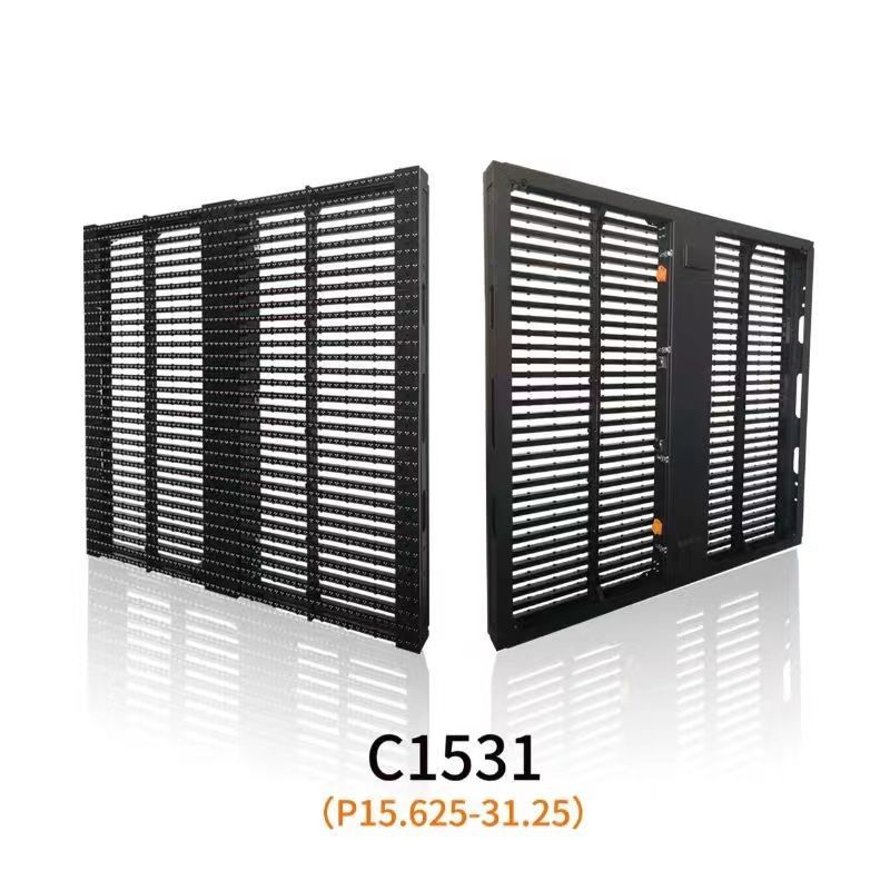 สกรีนโปร่งใส LED P3.91-7.82mm 3840hz Mesh สกรีน LED 1000 * 500mm นอก